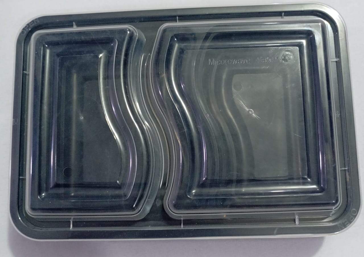 Two-Compartment Container Plain Transparent Cover with Black Bottom (TK) l SVN16a