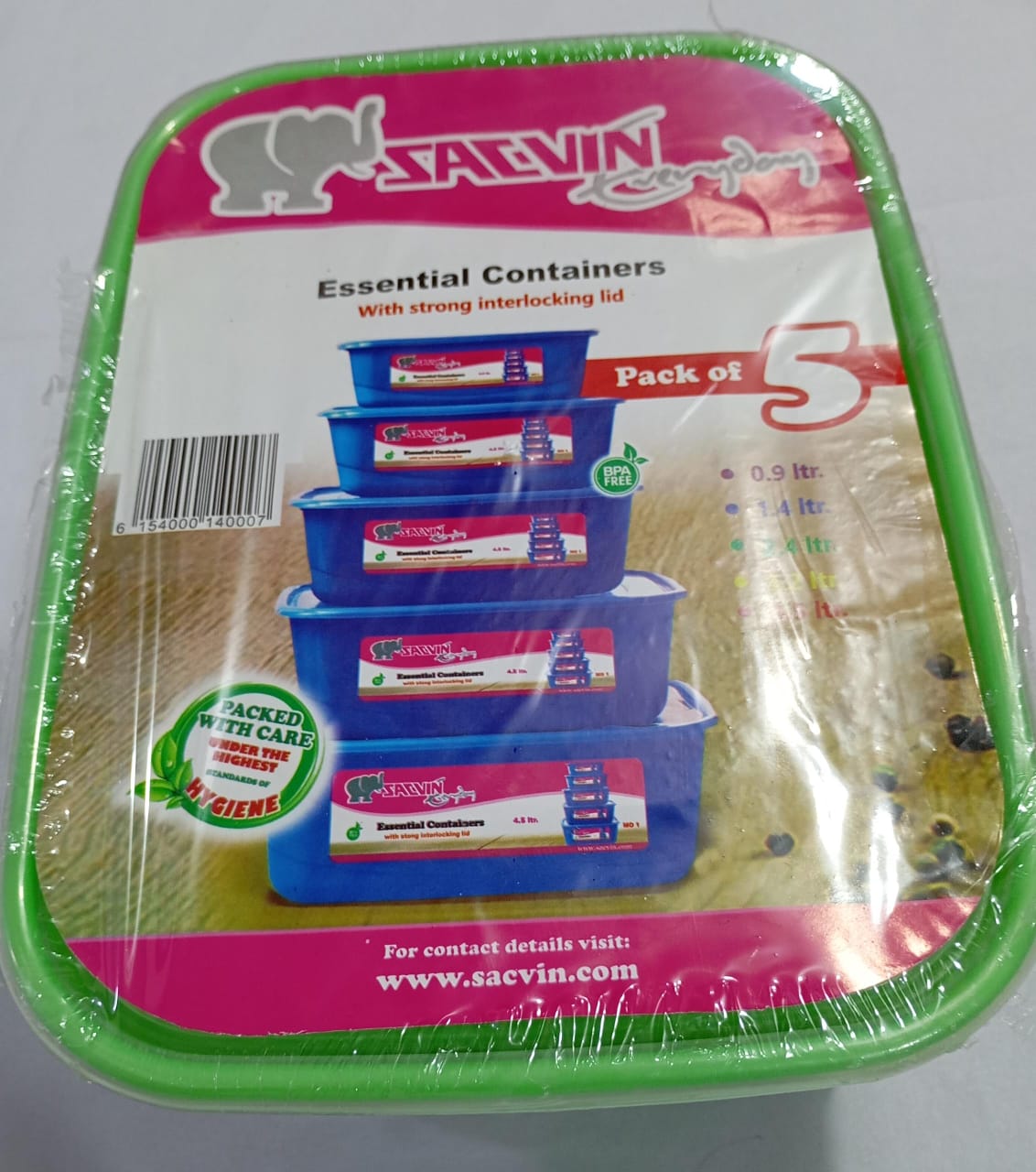 Top Quality 5in1 Essential container set Plain, Green l SVN17a