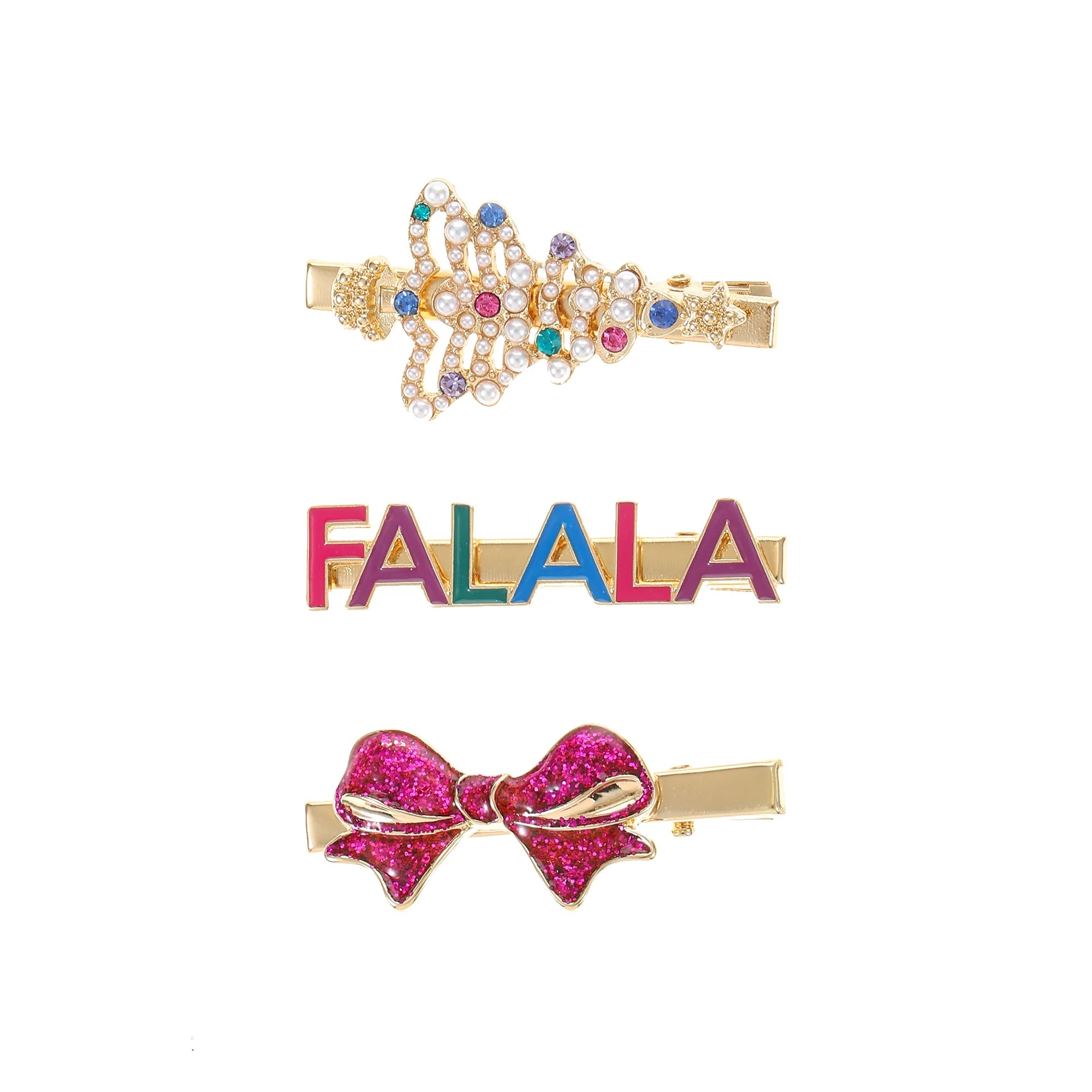 Packed Party Fa La La Hair Clips, Set of 3 | WTWL404XA