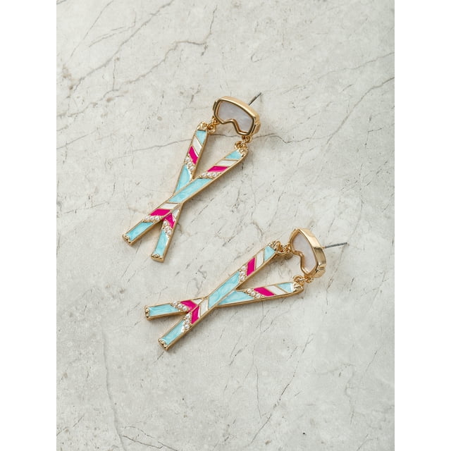 Packed Party Hit the Slopes Ski Earrings | WTWL385XA
