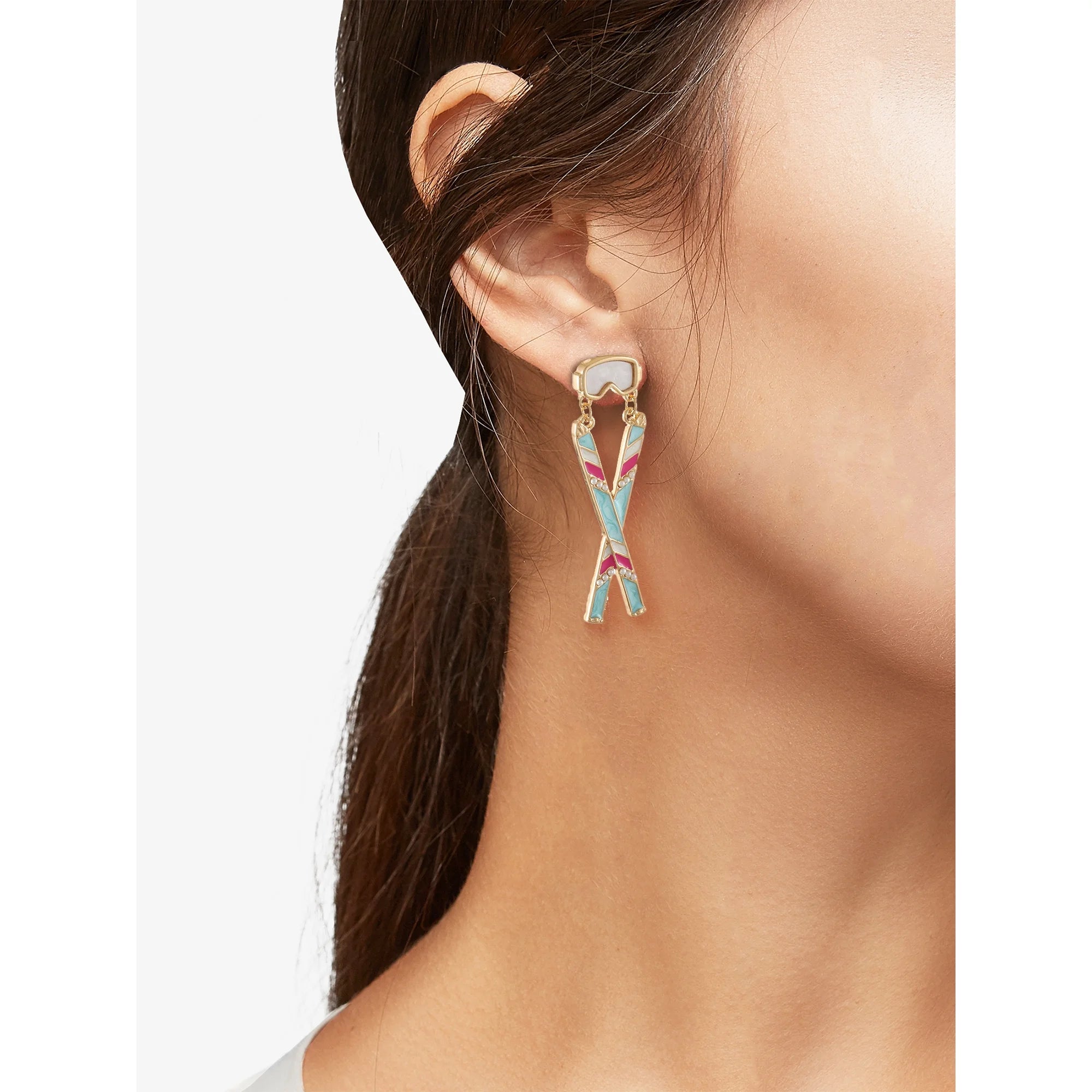 Packed Party Hit the Slopes Ski Earrings | WTWL385XA