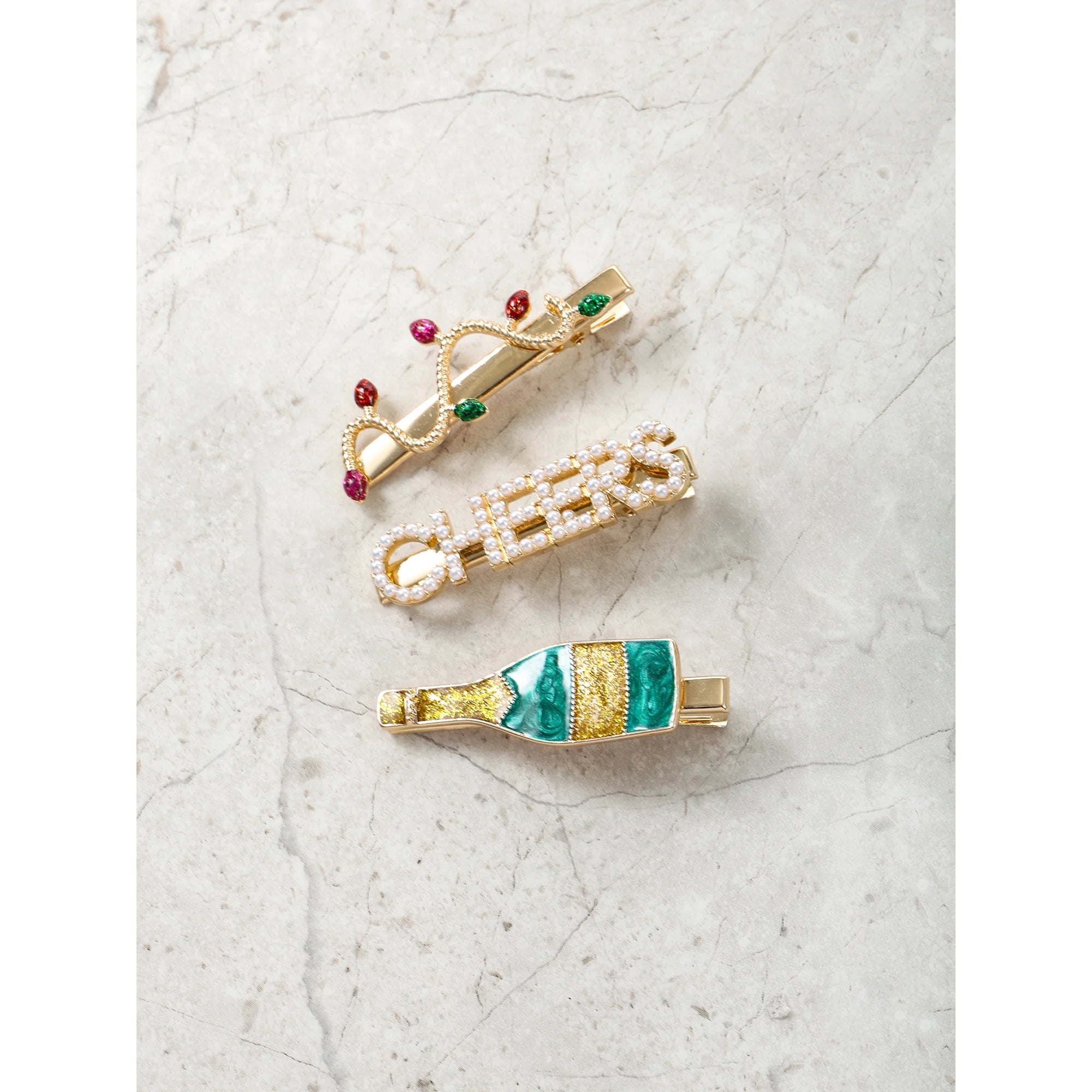 Packed Party Holiday Cheers Hair Clips, Set of 3 | WTWL393XA