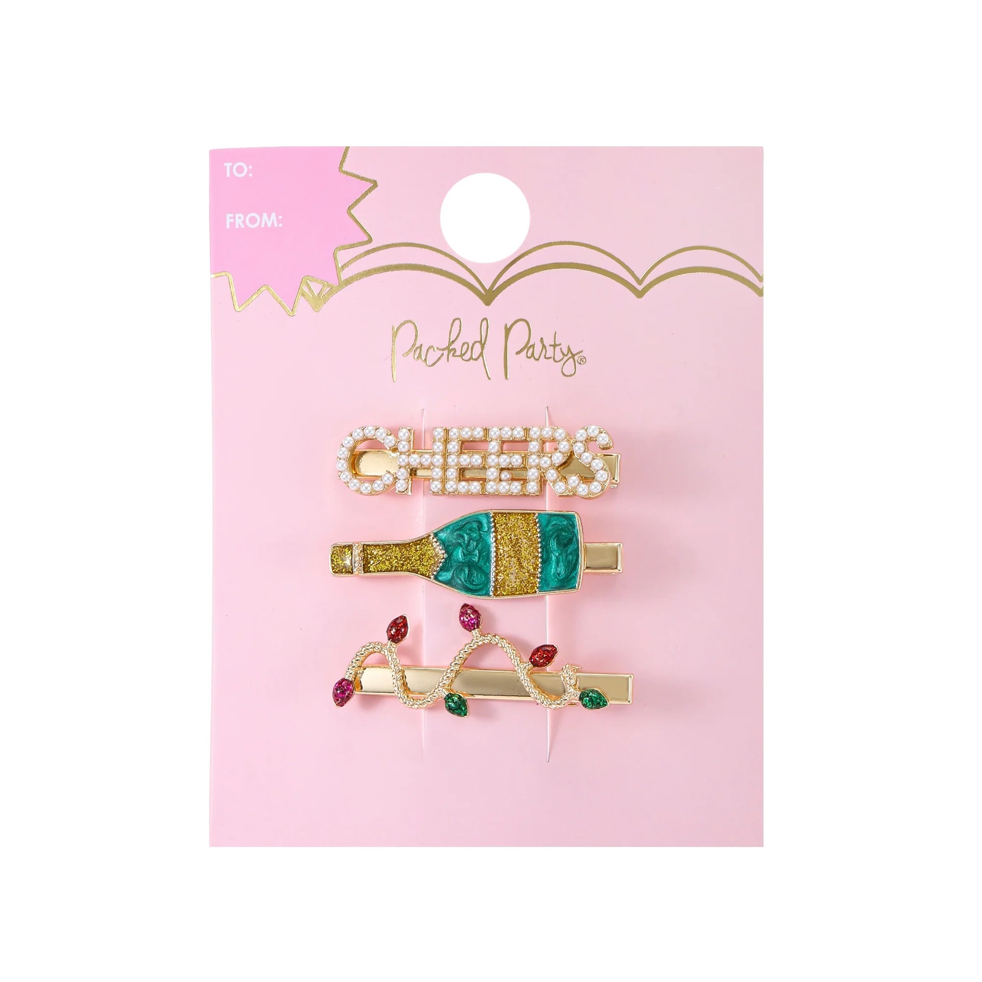 Packed Party Holiday Cheers Hair Clips, Set of 3 | WTWL393XA