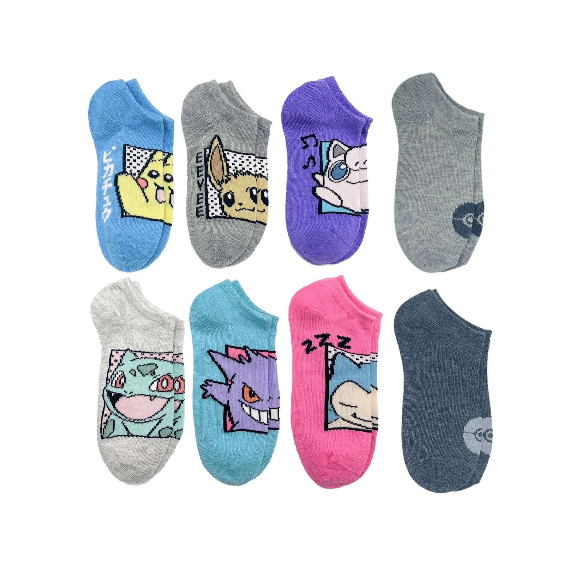 Pokemon, Girls 6+2 Bonus No-Show Socks, 8-Pack, | WTWL75XB