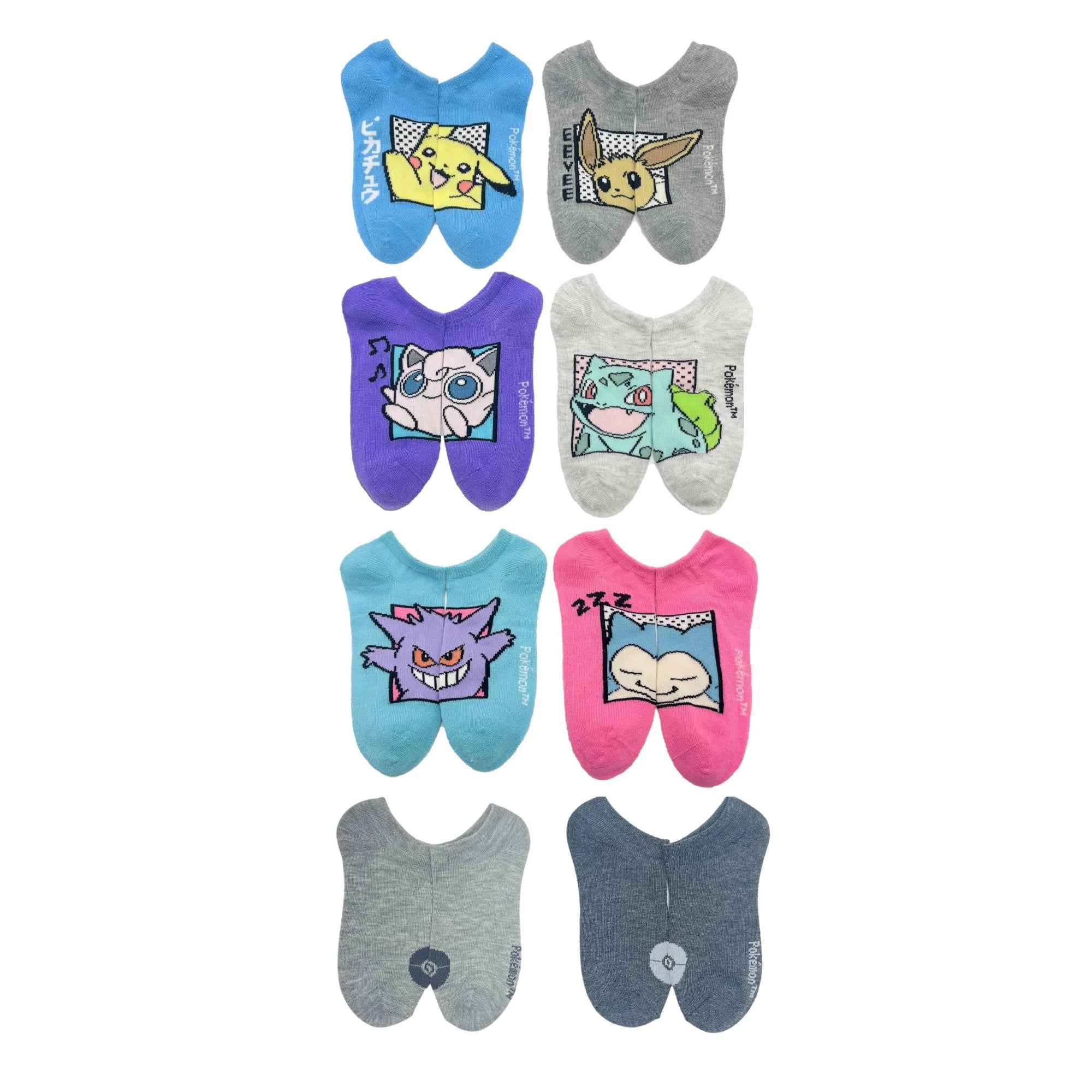 Pokemon, Girls 6+2 Bonus No-Show Socks, 8-Pack, | WTWL75XB