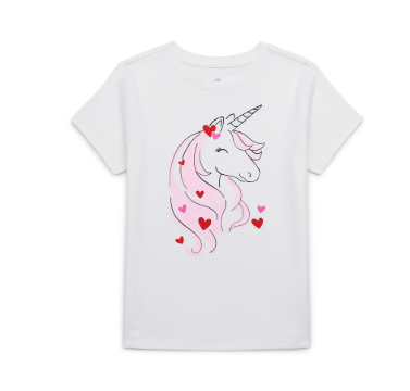 Way to Celebrate Girls Valentine's Day Short Sleeve Ivory T-Shirt | WTWL9XA