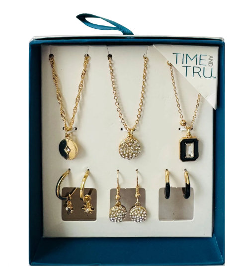 Time and Tru Mixed Stones Necklace and Earring Gift Set Multipack, 6 Pack | WTWL288XC