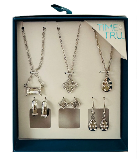 Time and Tru Mixed Stones Necklace and Earring Gift Set Multipack, 6 Pack | WTWL288XD