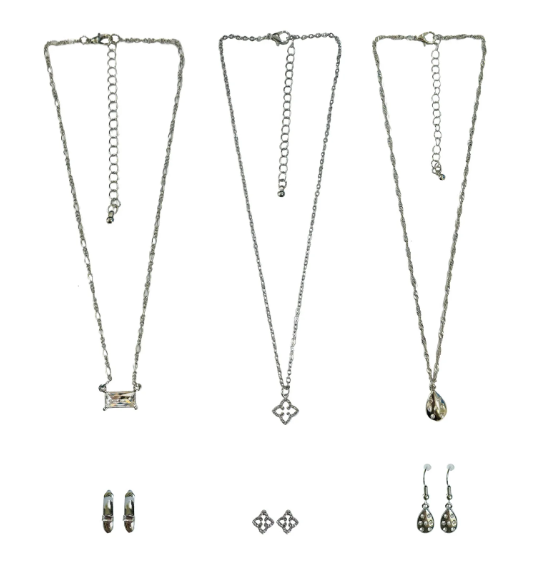 Time and Tru Mixed Stones Necklace and Earring Gift Set Multipack, 6 Pack | WTWL288XD