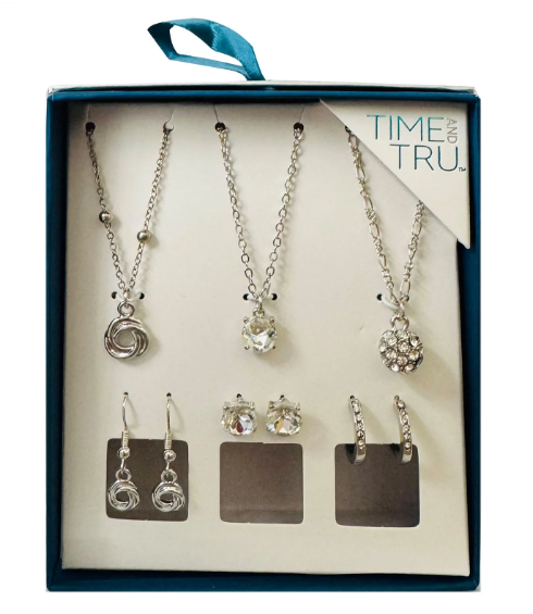 Time and Tru Mixed Stones Necklace and Earring Gift Set Multipack, 6 Pack | WTWL288XE