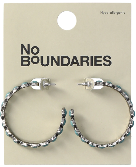 No Boundaries Beaded Silver-Tone Hoop Earrings, Women's | WTWL296XB