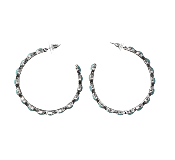 No Boundaries Beaded Silver-Tone Hoop Earrings, Women's | WTWL296XB
