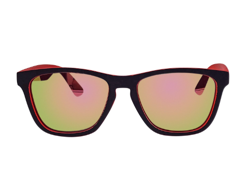 Kids Plastic Wayfarer Full Rim Sunglasses with Black Red Frames and Red Mirrored Lenses XG02P34 | WTWL18XA