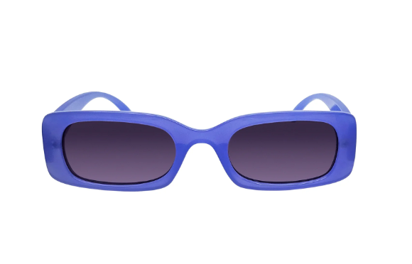 Festival Rectangle Full Rim Fashion Sunglasses with Blue Frames and Smoke Lenses XG08P34| WTWL39XA