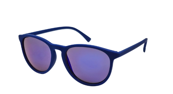 Mens Plastic Round Full Rim Sunglasses with Blue Frames and Blue Mirrored Lenses, XG16 | WTWL5023XA