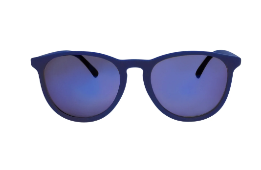 Mens Plastic Round Full Rim Sunglasses with Blue Frames and Blue Mirrored Lenses, XG16 | WTWL5023XA