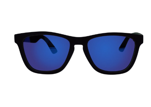 Kids Plastic Wayfarer Full Rim Sunglasses with Black Green Frames and Blue Mirrored Lenses, XG17 | WTWL5024XA