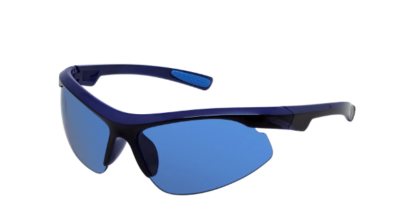 Kids Plastic Sports Wrap Semi Rim Sunglasses with Blue Frames and Blue Lenses, XG18 | WTWL5026XA