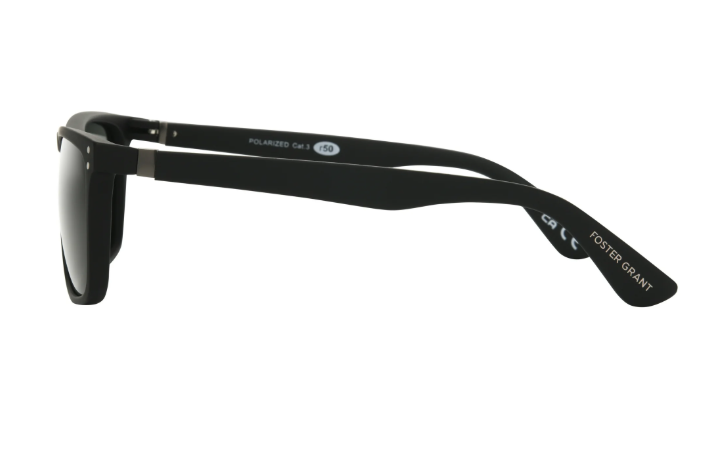 Foster Grant Men's Premium Polarized Rectangle Sunglasses, Black BB03 | WTWL524XA