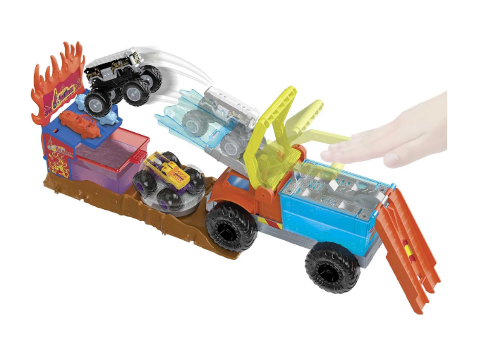 Hot Wheels Monster Trucks Arena Smashers Color Shifters 5-Alarm Rescue Playset, Fire Truck Crash Toy | WTWL1160XA