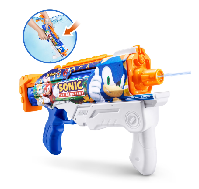 XSHOT Water Fast-Fill Skins Sonic The Hedgehog Hyperload Water Blaster Blue by ZURU, for Ages 5+ | WTWL1165XA
