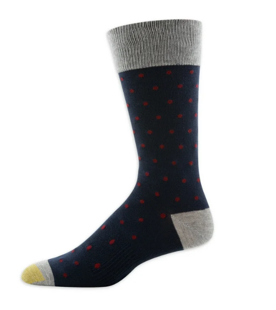 Mens Gold Toe Dress Stripe Dots Crew Socks | WTWL1172XA