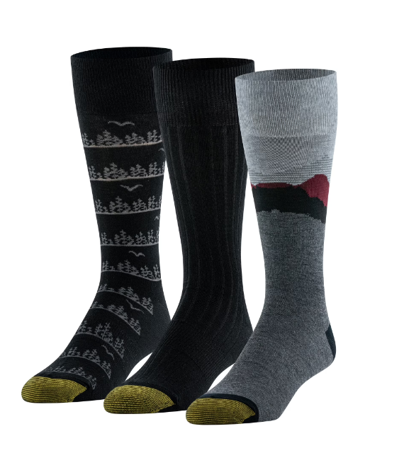 GoldToe Edition Mens Blueridge Crew Socks Assorted, 3 Pack | WTWL1171XA