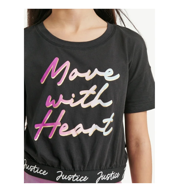 Justice Girls Dance and Gymnastics Crop Graphic Tee  |  WTWL1202XA