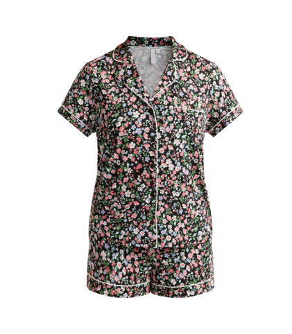 Joyspun Women's Dreamy Soft Collection Notch Collar Top and Shorts Pajama Set, 2-Piece, Sizes XS-3X | WTWL597XA