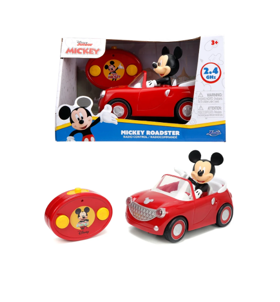 Jada Disney Junior Mickey Mouse Roadster RC Radio Control Car  1:24 Scale, Fun Toy for Kids Ages 4+ | WTWL1161XA