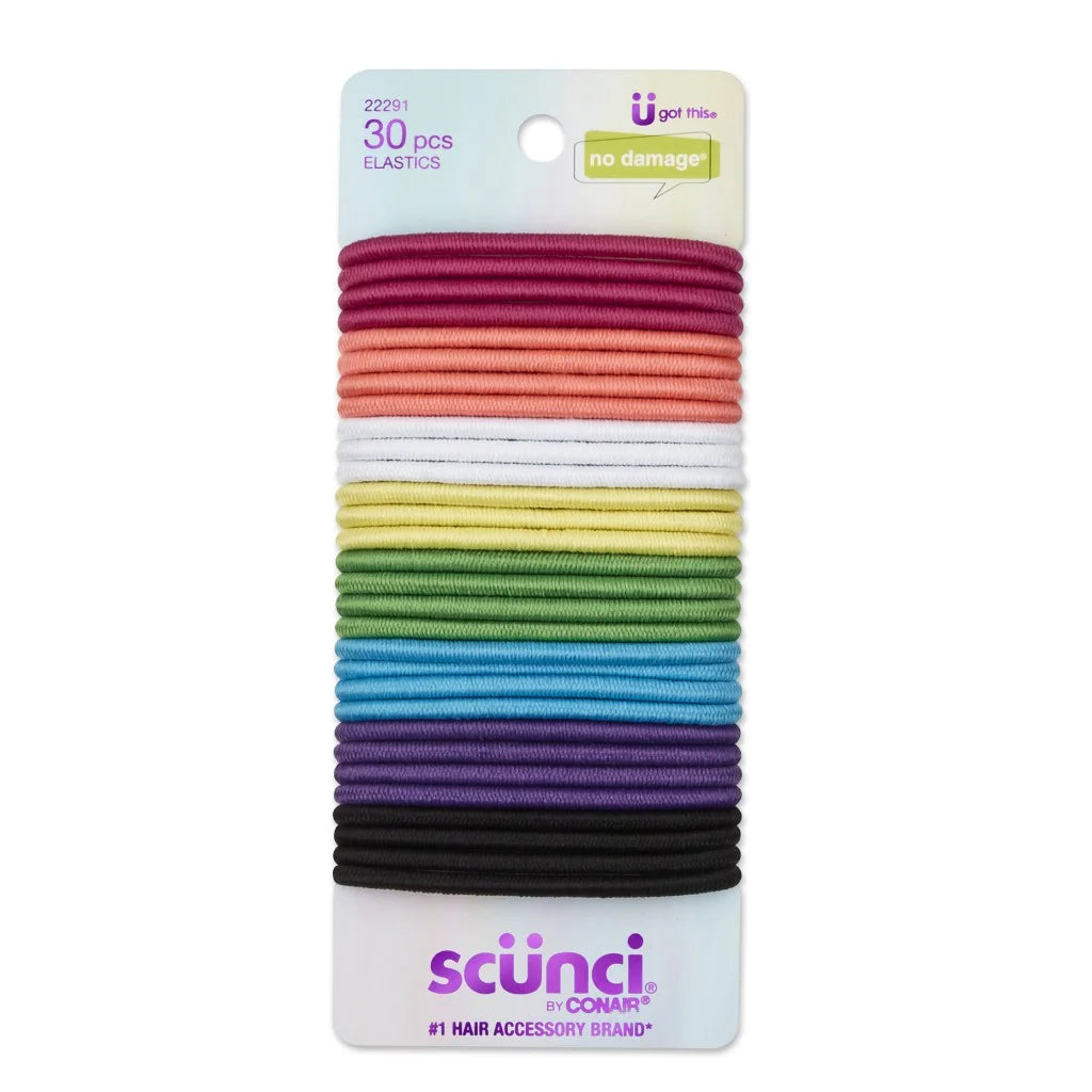 Scunci No Damage Elastic Ponytail Hair Ties, Multicolor, 30 Count |  WTWL1112XA