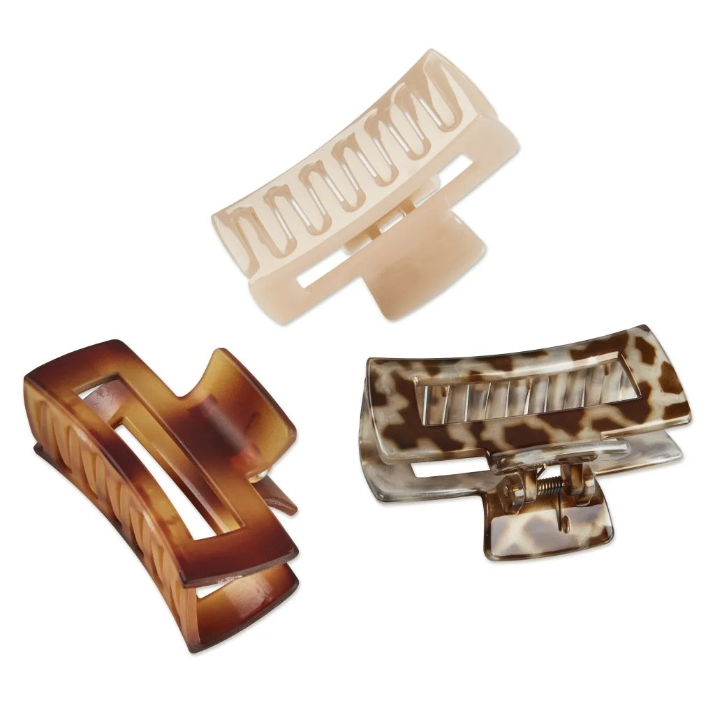 Scunci Open Cut Rectangular Claw Clips, Assorted Neutrals, | WTWL174XA