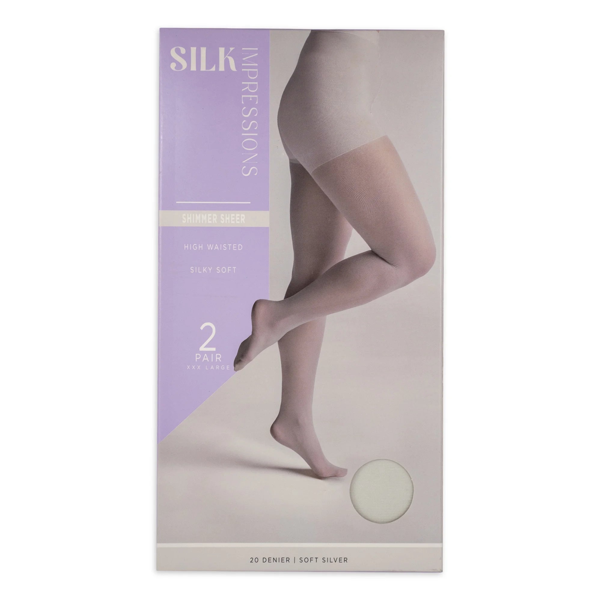Silk Impressions Shimmer Sheer Pantyhose, 20 Denier Sheer, 2-pack (Soft Silver) | WTWL808XB