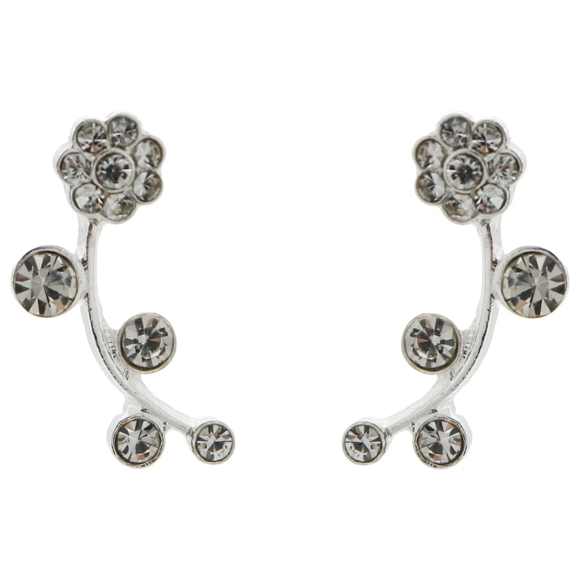Silver Tone Flower Crawler Earring | WTWL331XA