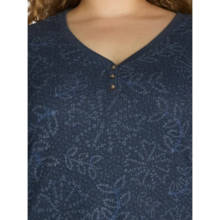 Terra & Sky Women's Plus Waffle Henley Tee, | WTWL197XA