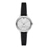 Time & Tru Women's Wristwatch: Silver Case, Genuine Diamond on Silver Sunray Dial, Black Faux Leather Strap |  WTWL667XA