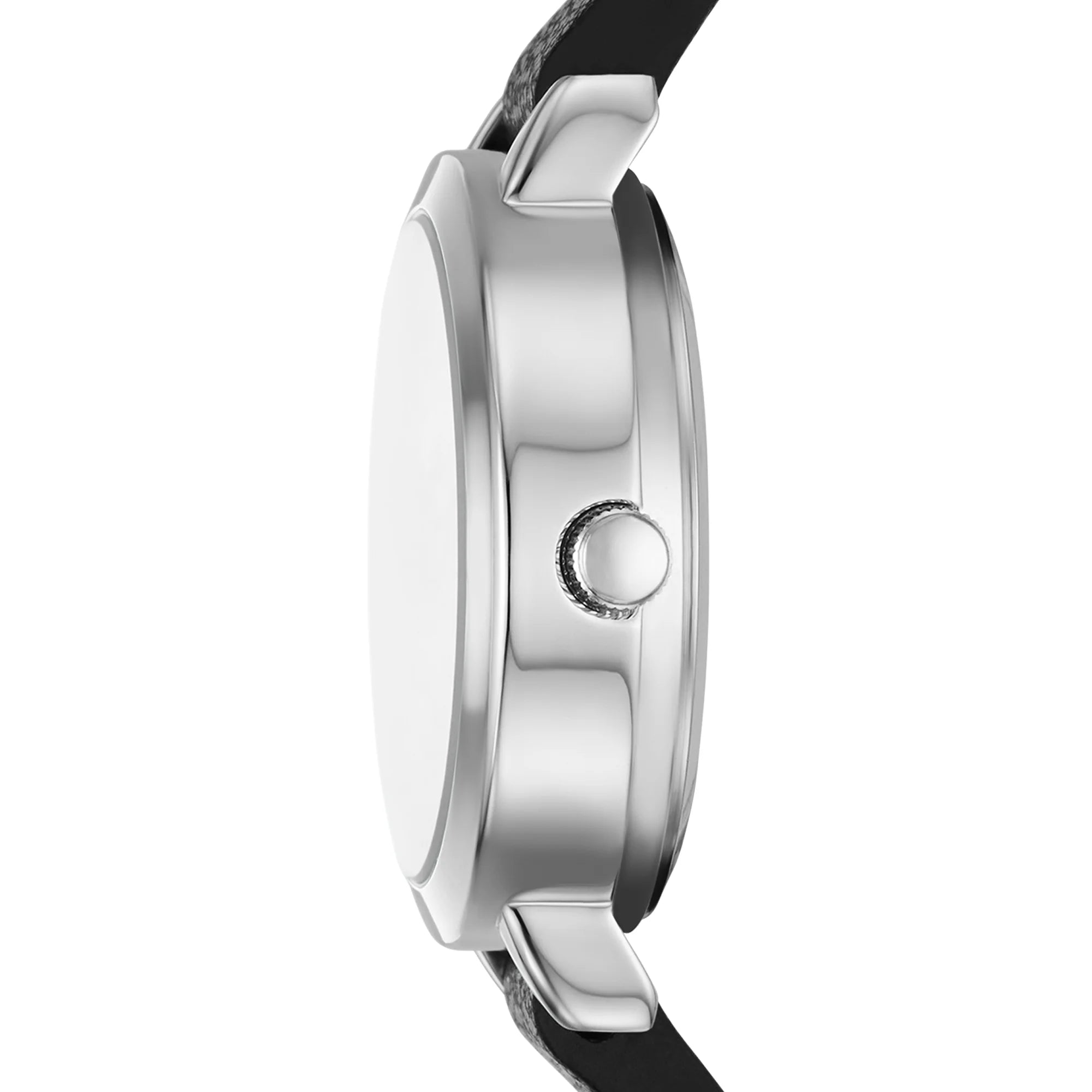 Time & Tru Women's Wristwatch: Silver Case, Genuine Diamond on Silver Sunray Dial, Black Faux Leather Strap |  WTWL667XA