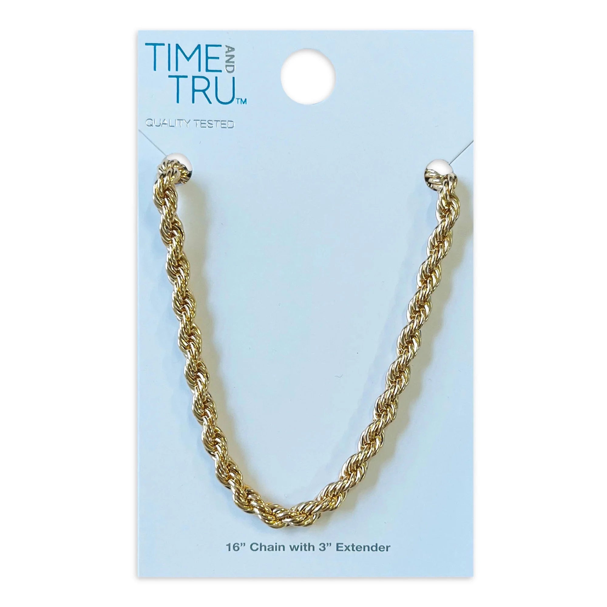 Time and Tru Gold Plated Rope Chain Necklace with Lobster Clasp| WTWL316XA