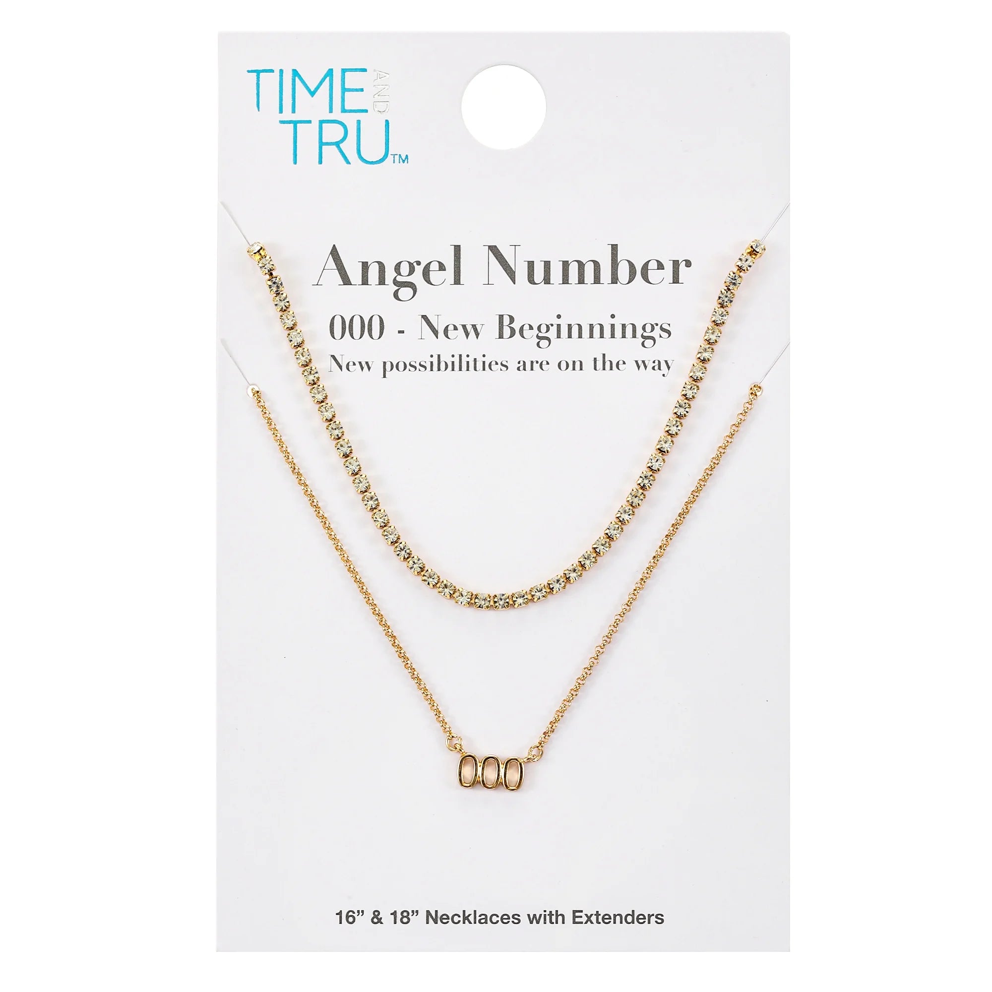 Time and Tru Goldtone Angel Number 000 Necklace Set, 2 Pieces | WTWL284XA