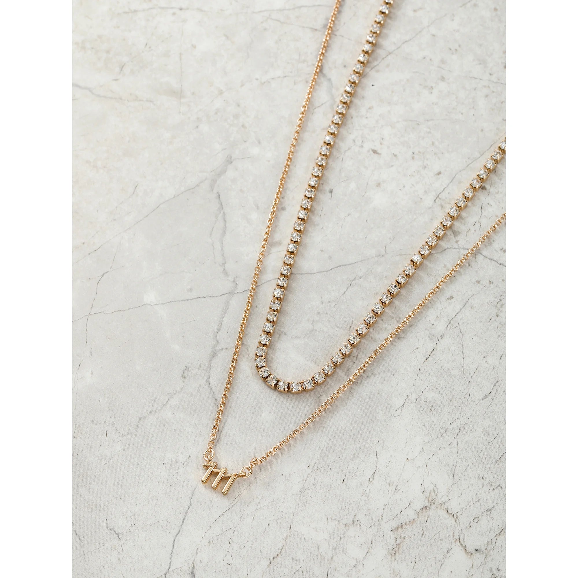 Do-list Time and Tru Goldtone Angel Number 111 Necklace Set, 2 Pieces | WTWL324XA