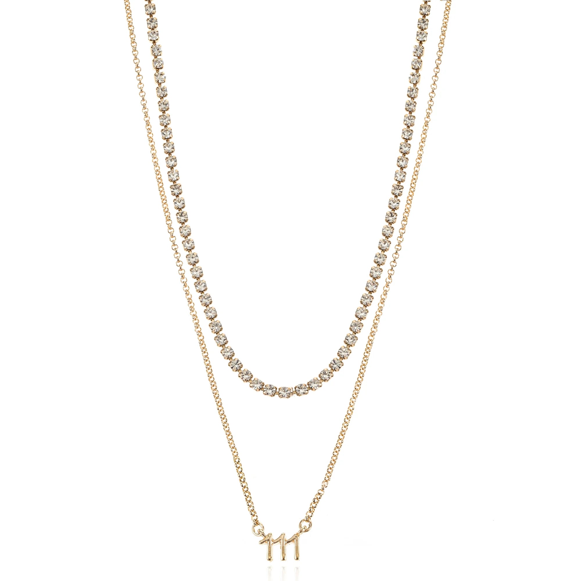 Do-list Time and Tru Goldtone Angel Number 111 Necklace Set, 2 Pieces | WTWL324XA
