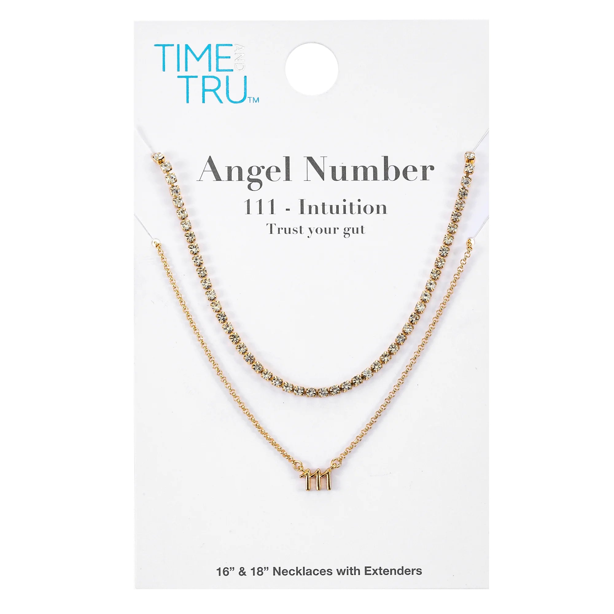 Do-list Time and Tru Goldtone Angel Number 111 Necklace Set, 2 Pieces | WTWL324XA