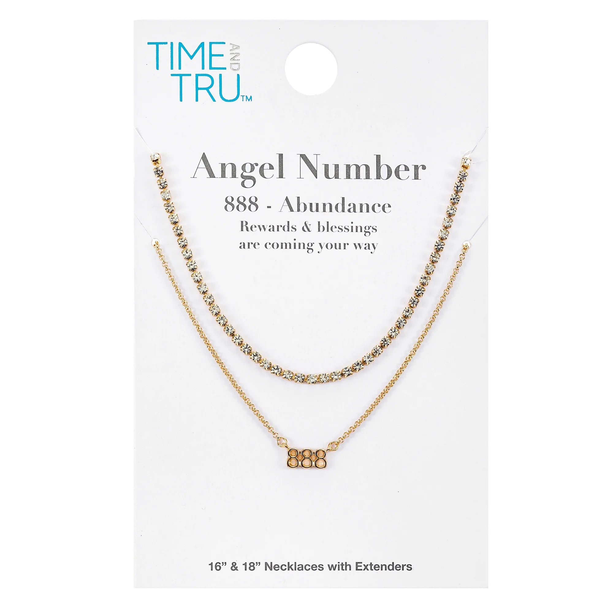 Time and Tru Goldtone Angel Number 888 Necklace Set, 2 Pieces  | WTWL240XA