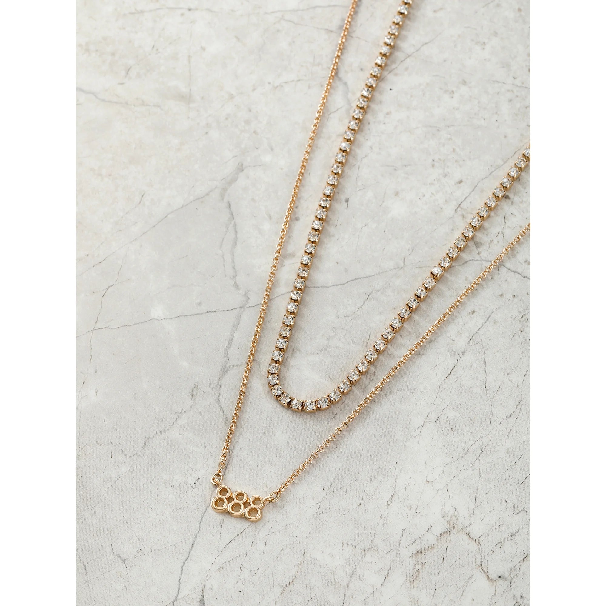 Time and Tru Goldtone Angel Number 888 Necklace Set, 2 Pieces  | WTWL240XA