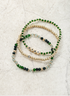 Time and Tru Goldtone Beaded Stretch Bracelets, Mama Mantra, 3 Pieces, Female, Green | WTWL282XA