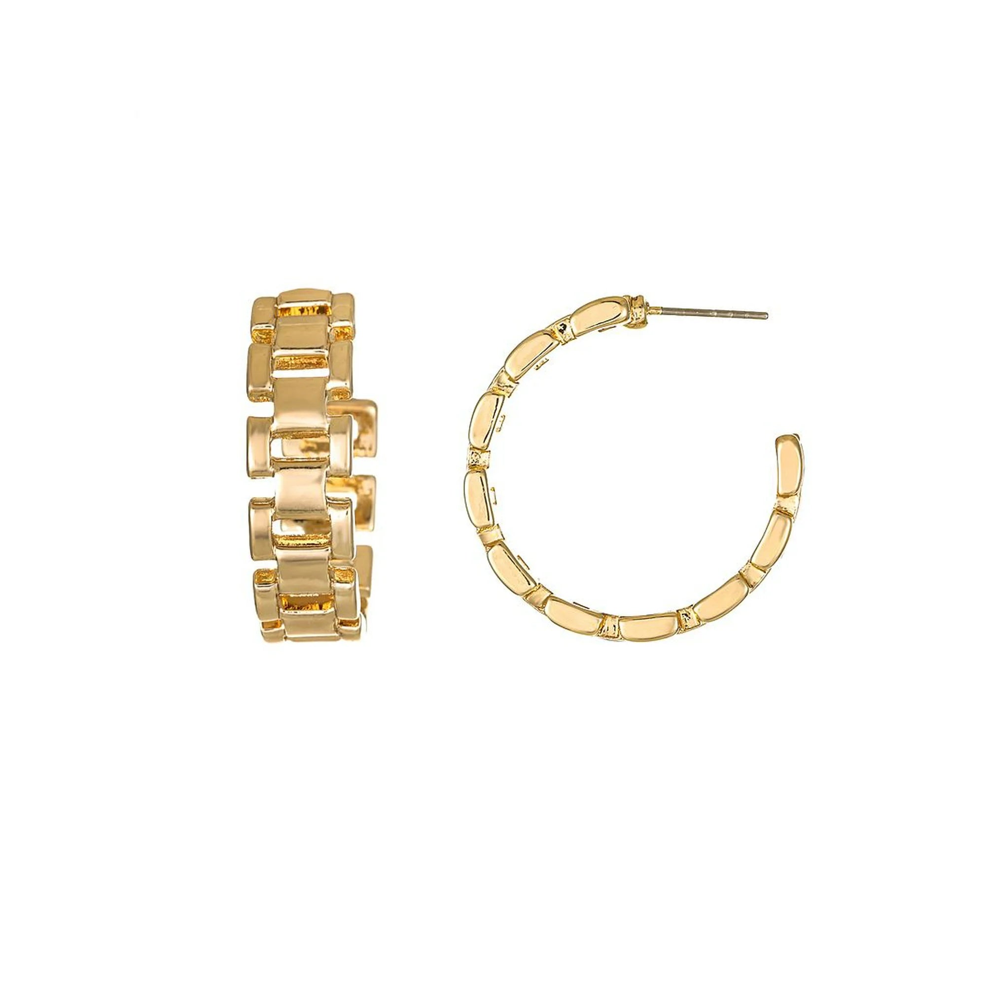 Time and Tru Goldtone Watch Band Hoop Earring, Female, 1 Pair of Earrings  | WTWL249XA