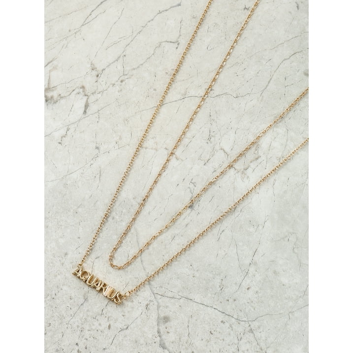 Time and Tru Goldtone Zodiac Necklace Set, 2 Pieces, Aquarius | WTWL629XA
