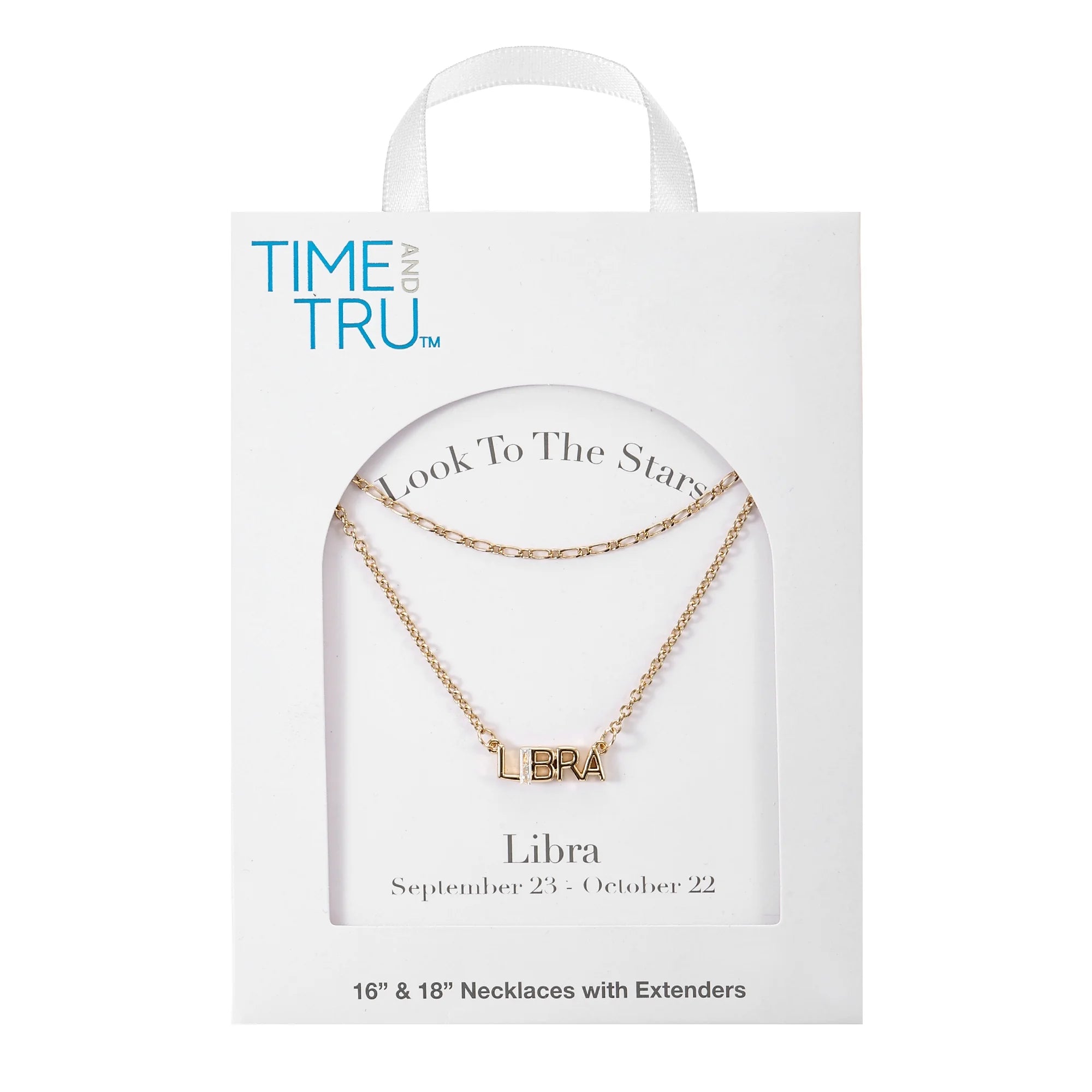 Time and Tru Goldtone Zodiac Necklace Set, 2 Pieces, Libra | WTWL628XA