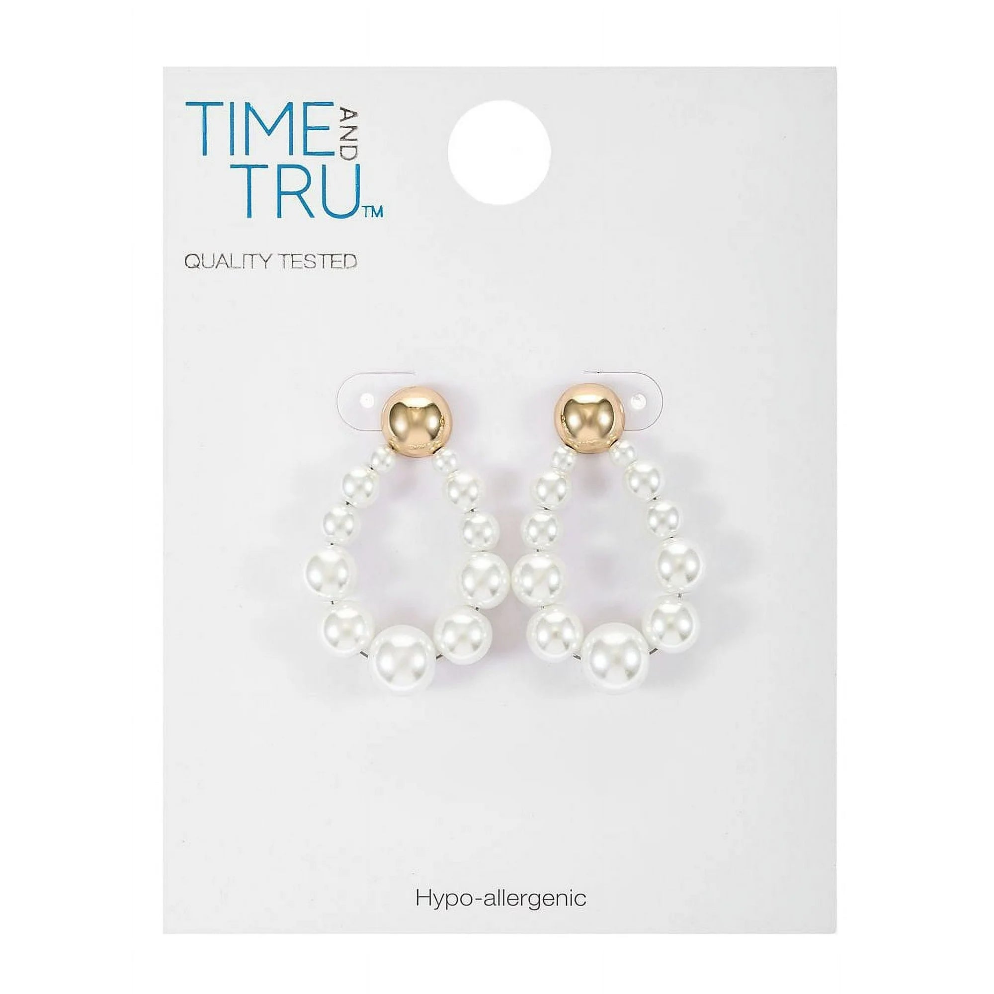 Time and Tru Goldtone and Simulated Pearl Loop Earring, Female, 1 Pair  | WTWL277XA