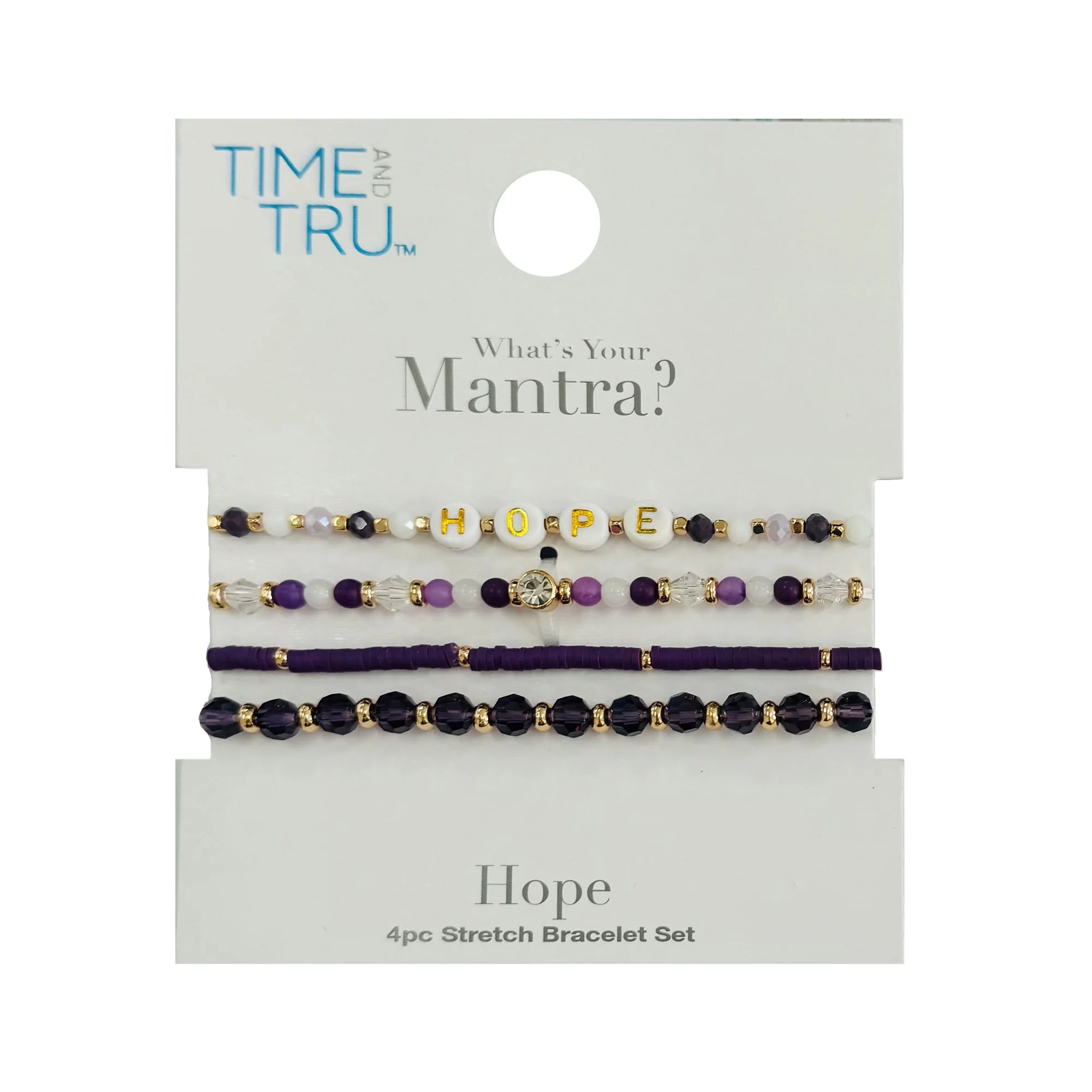 Time and Tru Personalization Stretch Bracelets "Hope" in Purple, 4 Pack n | WTWL283XA